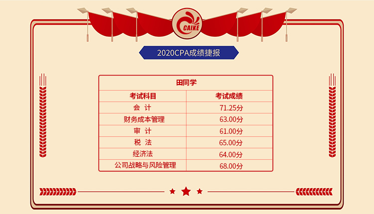 北京財科學校注會CPA一次過六科學員