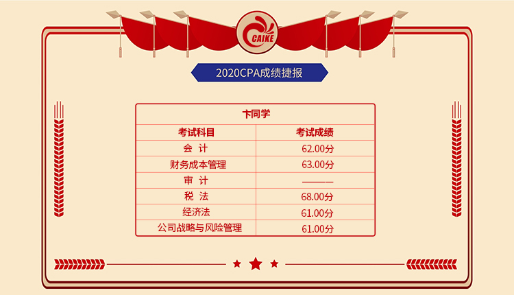 北京財科學校注會CPA一次過六科學員